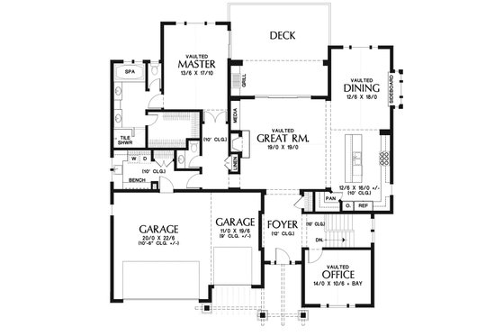 Floor Plan - Main Floor for Craftsman House Plan #48-972 - 4 bed, 3.5 bath
