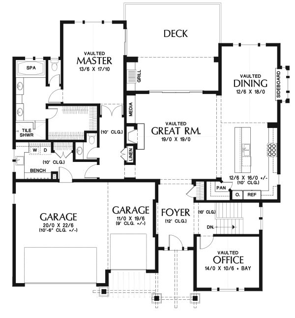 House Plan Design - Craftsman Floor Plan - Main Floor Plan #48-972