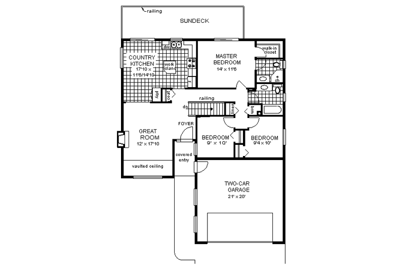 Home Plan - Floor Plan - Main Floor for Traditional House Plan #18-1015 - 3 bed, 2 bath