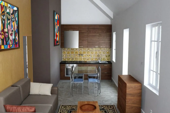 Interior - Kitchen for Tudor House Plan #542-7 - 2 bed, 1 bath