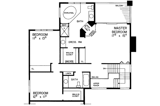 Floor Plan - Upper Floor for Contemporary House Plan #72-180 - 4 bed, 3.5 bath
