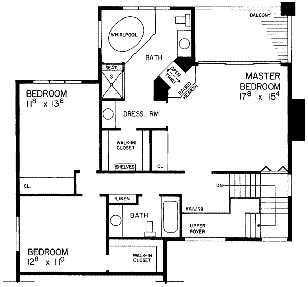 House Blueprint - Contemporary Floor Plan - Upper Floor Plan #72-180