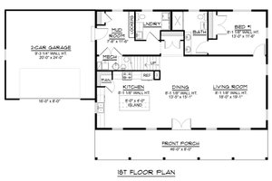 Floor Plan - Main Floor for Barndominium House Plan #1064-338 - 4 bed, 2.5 bath