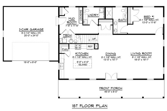 Floor Plan - Main Floor for Barndominium House Plan #1064-338 - 4 bed, 2.5 bath