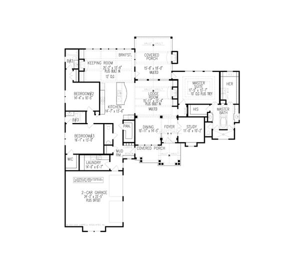 Architectural House Design - Craftsman Floor Plan - Main Floor Plan #54-388