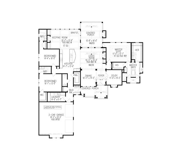 House Blueprint - Craftsman Floor Plan - Main Floor Plan #54-388