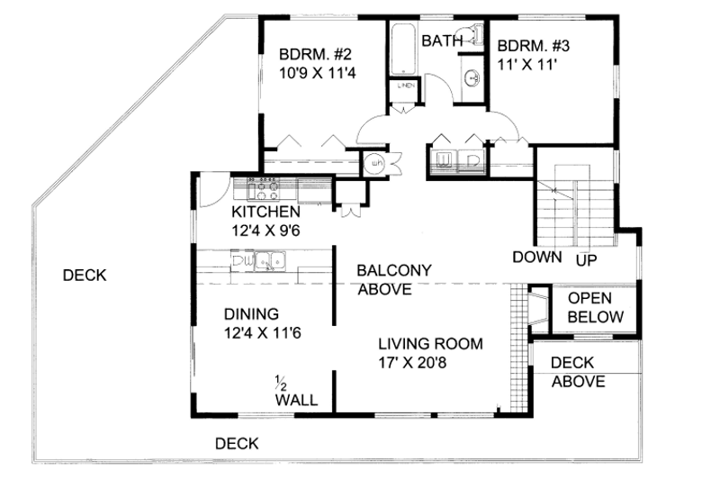 Architectural House Design - Floor Plan - Main Floor for Modern House Plan #117-757 - 3 bed, 3 bath