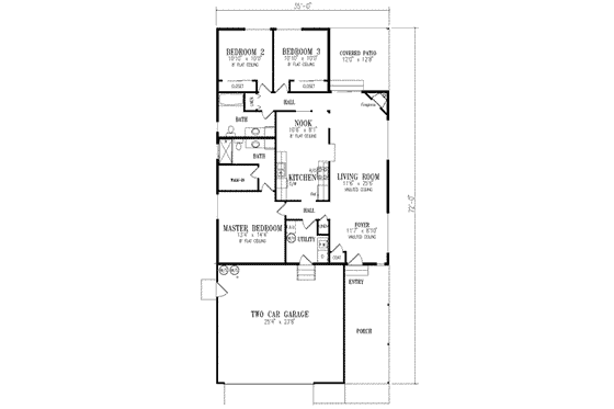 Floor Plan - Main Floor for Adobe / Southwestern House Plan #1-293 - 3 bed, 2 bath