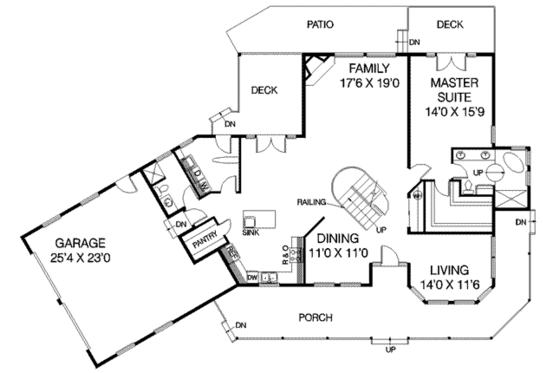 Floor Plan - Main Floor for Ranch House Plan #60-311 - 3 bed, 3 bath