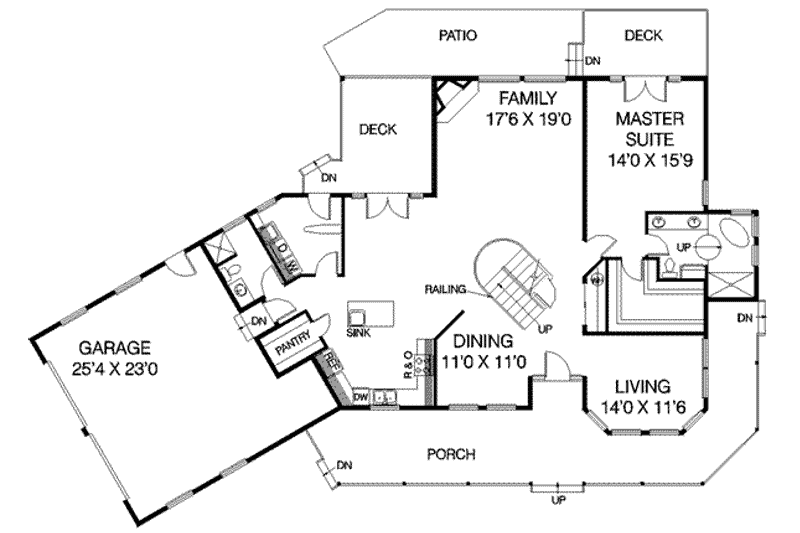 Dream House Plan - Floor Plan - Main Floor for Ranch House Plan #60-311 - 3 bed, 3 bath