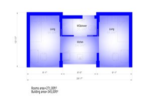 Floor Plan - Main Floor for Modern House Plan #549-36 - 2 bed, 1 bath