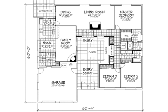 Floor Plan - Main Floor for Mediterranean House Plan #320-417 - 3 bed, 2.5 bath