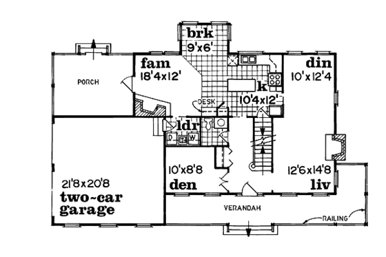 Floor Plan - Main Floor for Country House Plan #47-215 - 4 bed, 2.5 bath