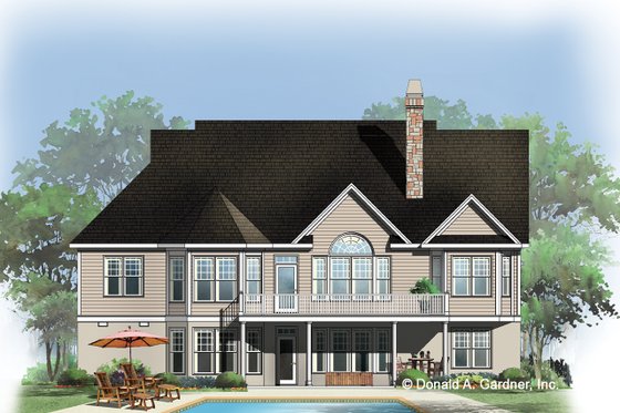 Exterior - Rear Elevation for Craftsman House Plan #929-448 - 4 bed, 3 bath