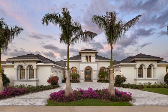 Exterior - Front Elevation for Mediterranean House Plan #27-502 - 4 bed, 4.5 bath