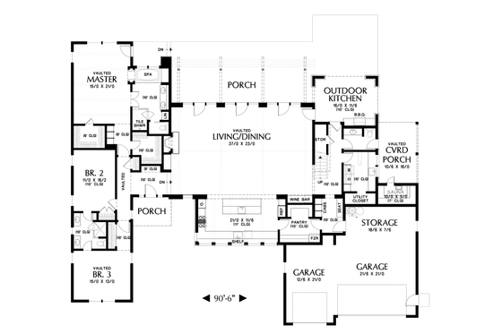 Floor Plan - Main Floor for Modern House Plan #48-694 - 3 bed, 2.5 bath