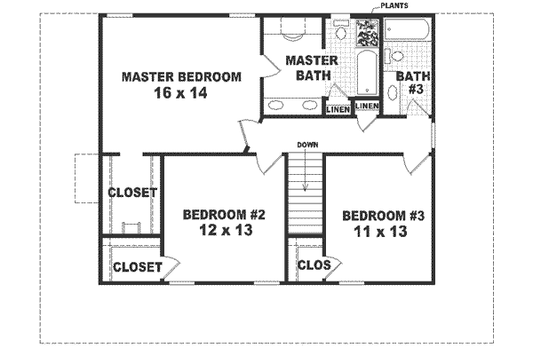 Farmhouse Floor Plan - Upper Floor Plan #81-110