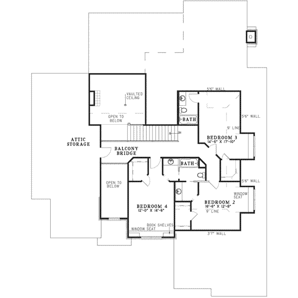 European Floor Plan - Upper Floor Plan #17-444