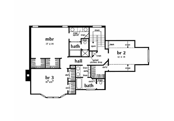 Dream House Plan - Traditional Floor Plan - Upper Floor Plan #36-258