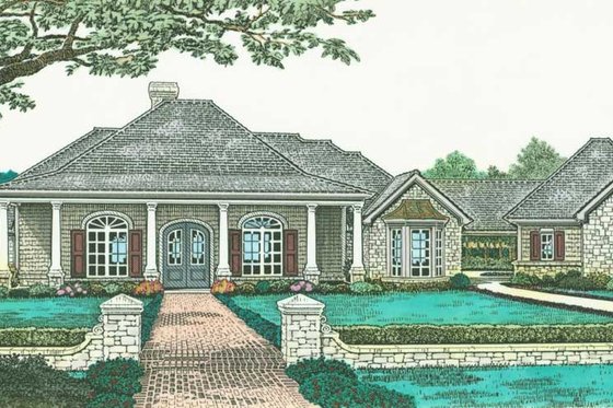 Exterior - Front Elevation for Colonial House Plan #310-595 - 3 bed, 2 bath