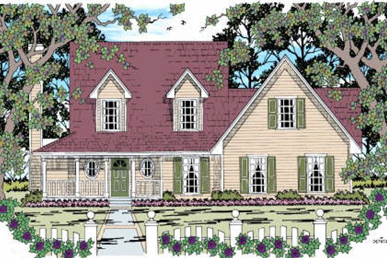 Exterior - Front Elevation for Country House Plan #42-342 - 3 bed, 2.5 bath