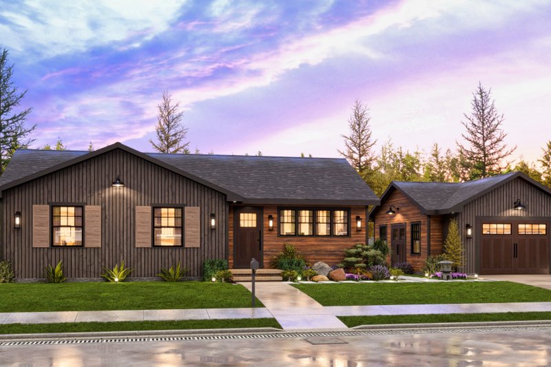 House Blueprint - Exterior - Front Elevation 3 for Cottage House Plan #54-685 - 2 bed, 2 bath