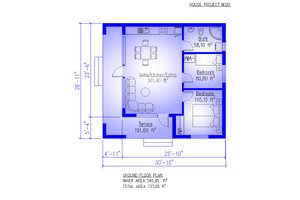 Floor Plan - Main Floor for Modern House Plan #549-35 - 2 bed, 1 bath