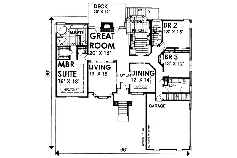 Home Plan - Floor Plan - Main Floor for Traditional House Plan #30-363 - 3 bed, 2 bath