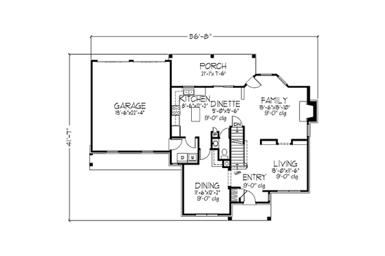 Floor Plan - Main Floor for Colonial House Plan #320-472 - 3 bed, 2.5 bath