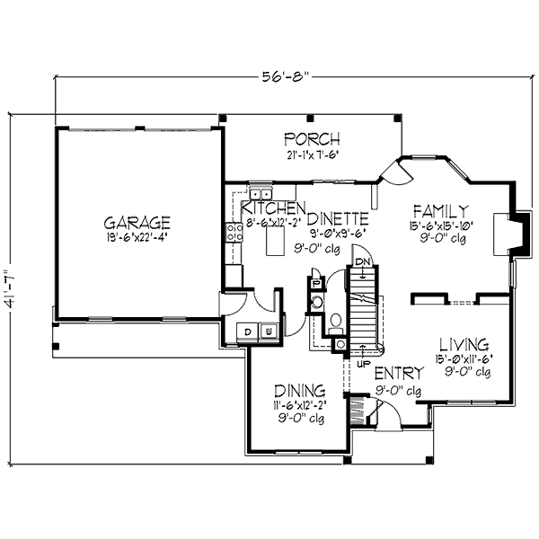 Architectural House Design - Colonial Floor Plan - Main Floor Plan #320-472