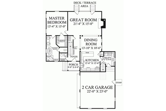 Floor Plan - Main Floor for Southern House Plan #137-121 - 3 bed, 2 bath
