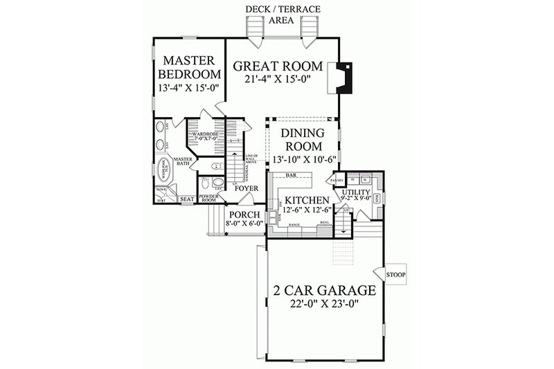 Dream House Plan - Floor Plan - Main Floor for Southern House Plan #137-121 - 3 bed, 2 bath