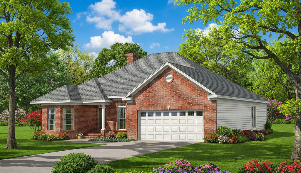 Exterior - Front Elevation 2 for Traditional House Plan #17-449 - 3 bed, 2 bath
