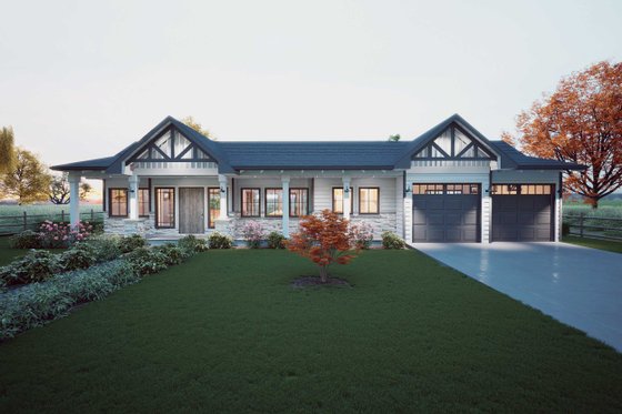 Exterior - Front Elevation 3 for Farmhouse House Plan #1101-1 - 2 bed, 2 bath