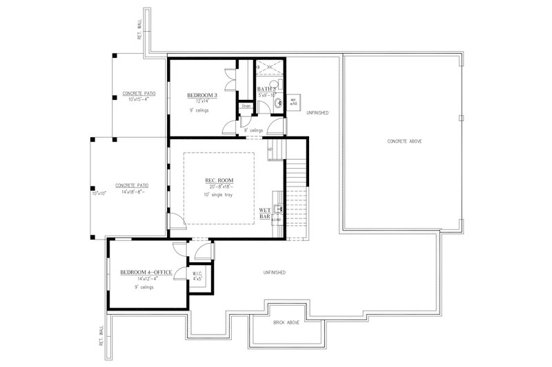 Architectural House Design - Floor Plan - Lower Floor for Craftsman House Plan #437-143 - 4 bed, 3.5 bath