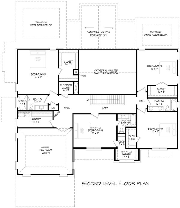 Colonial Floor Plan - Upper Floor Plan #932-974