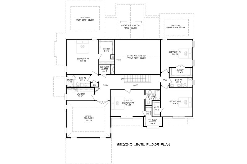 Home Plan - Floor Plan - Upper Floor for Colonial House Plan #932-974 - 6 bed, 5.5 bath