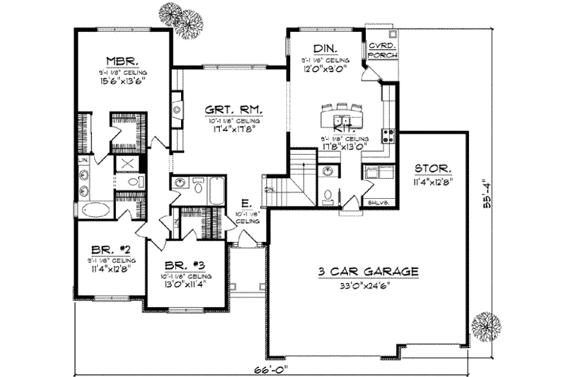 Home Plan - Floor Plan - Main Floor for Traditional House Plan #70-829 - 3 bed, 2.5 bath