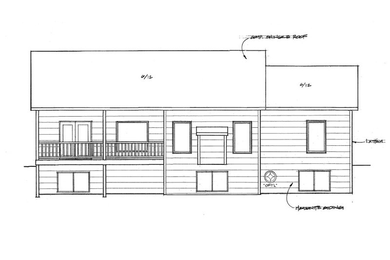 Architectural House Design - Exterior - Rear Elevation for Traditional House Plan #58-238 - 3 bed, 2 bath