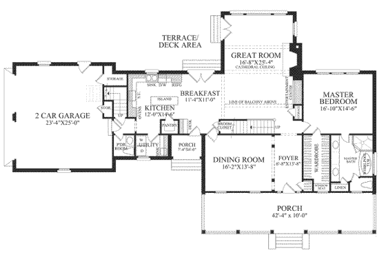 Floor Plan - Main Floor for Colonial House Plan #137-220 - 4 bed, 4.5 bath