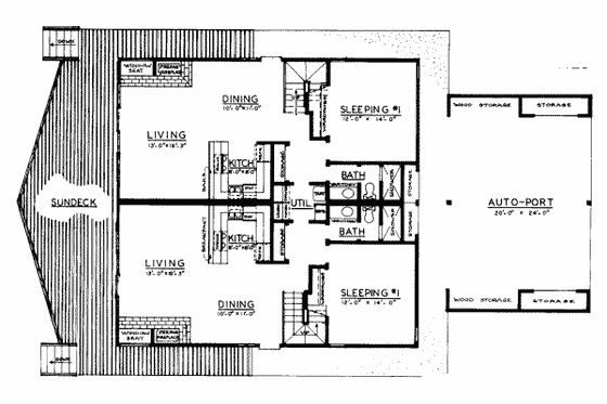 Floor Plan - Main Floor for Modern House Plan #303-274 - 4 bed, 2 bath