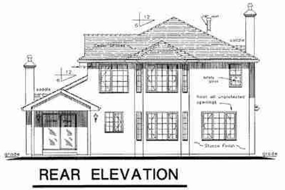 Exterior - Rear Elevation for Traditional House Plan #18-9323 - 4 bed, 2.5 bath