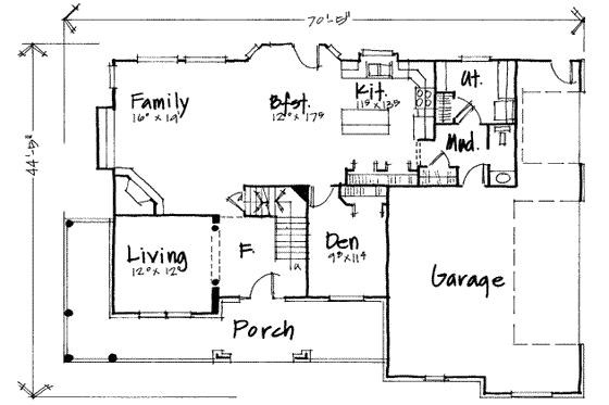 Floor Plan - Main Floor for Country House Plan #308-221 - 4 bed, 2.5 bath