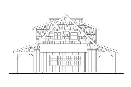 Exterior - Rear Elevation for Craftsman House Plan #124-1386, 0 bath