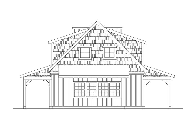Home Plan - Exterior - Rear Elevation for Craftsman House Plan #124-1386, 0 bath