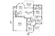 European Style House Plan - 3 Beds 2 Baths 1447 Sq/Ft Plan #409-113 