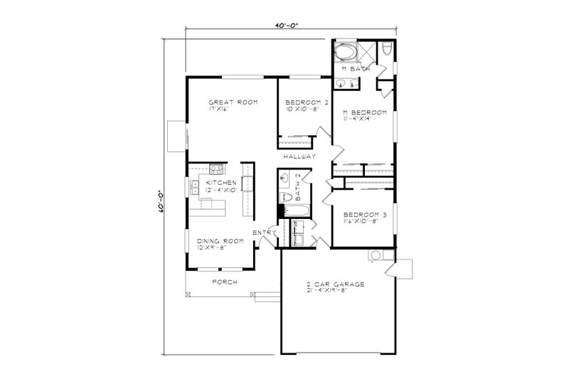 Home Plan - Floor Plan - Main Floor for Cottage House Plan #515-58 - 3 bed, 2 bath