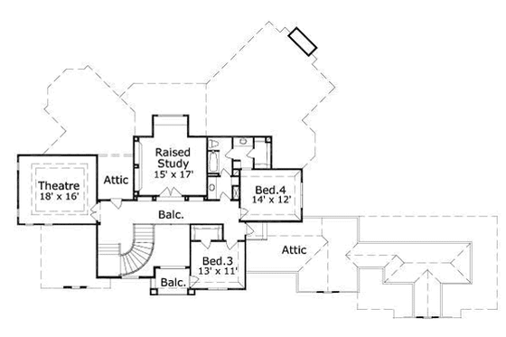 Floor Plan - Upper Floor for European House Plan #411-193 - 4 bed, 3.5 bath