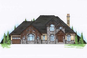 European Exterior - Front Elevation Plan #5-401