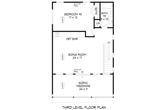 Floor Plan - Upper Floor 1 for Modern House Plan #932-765 - 3 bed, 3.5 bath
